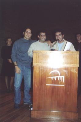 38: The maybe most important new contact antenna was from Greek Cyprus - and Kemal, former president of AEGEE-Magusa (centre) was the first to congratulate. Now AEGEE has locals in both parts of the island.