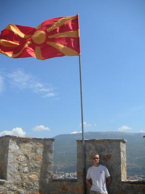 12: Me in front of the Macedonian flag in Ohrid