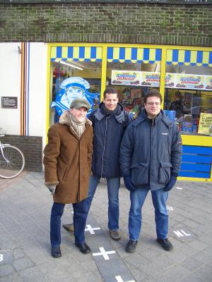 9: Volodymyr, Ansgar and Mathias standing on the boarder in Baarle-Nassau.