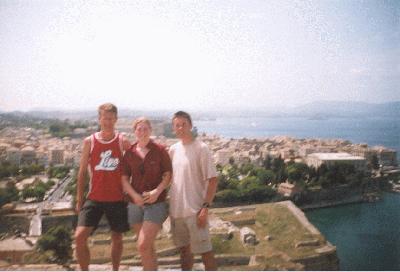 32: Roland, Dorien and Wim on top of the old castle, with a nice view on the city.