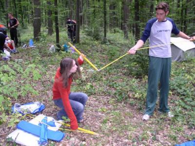 34: Cool Carsten helps building the tents.