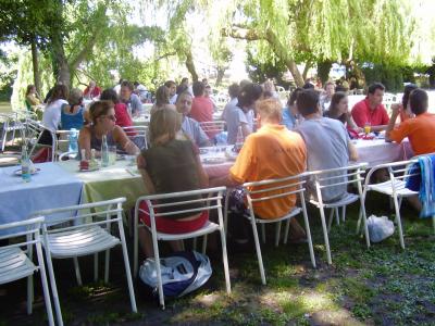 19: people relaxing, eating shopska and pleskavica and even drinking a little bit of rakia :)