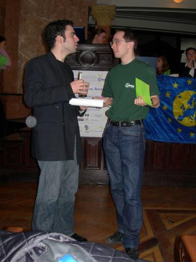 58: Future AEGEE-Europe president Alistair, talking with Olivier.