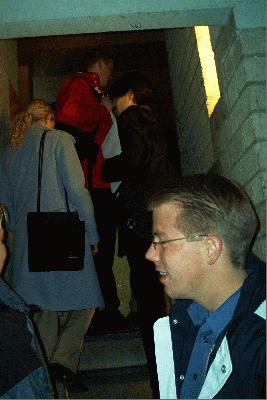 8: Waiting at the stairs for the dinner.