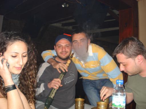 54: Yeliz, Ibrahim,Berkay and Kostas trying Nargile!(not waterpipe, it is Nargile:-)