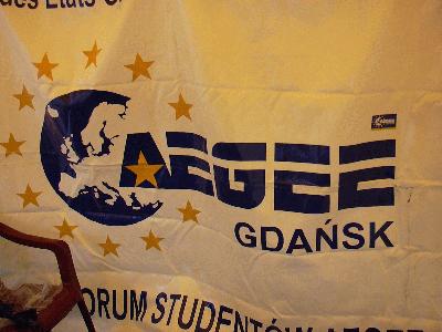 28: Information stand of AEGEE, with a nice sticker on the flag ;)