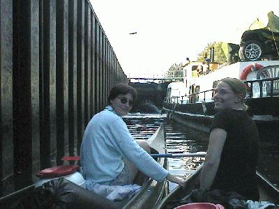 56: Sarah and Norina in a sluice.