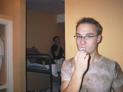 12: Martin brushes his teeth