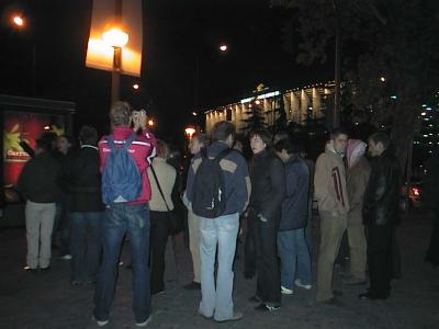 83: We meet in front of the football stadium after the football match